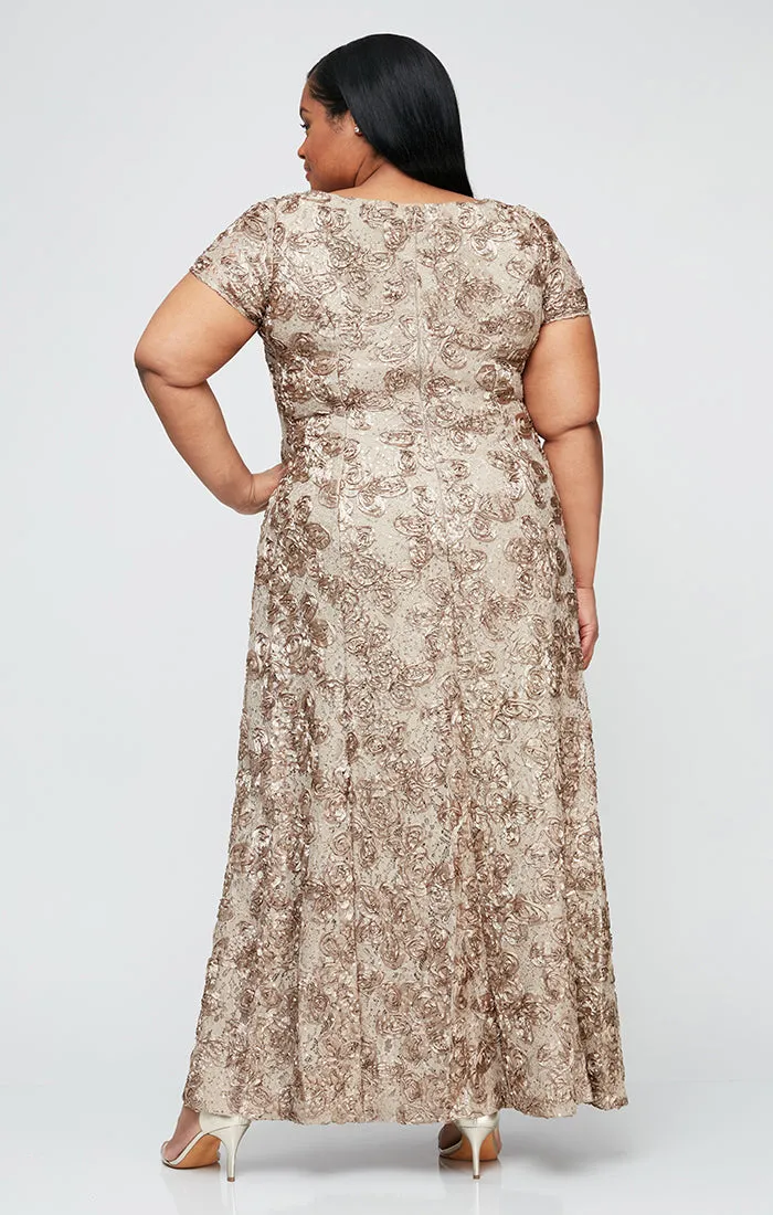 Plus Evelyn Rosette Lace Long Gown sold by Alex Evenings product image thumbnail 4