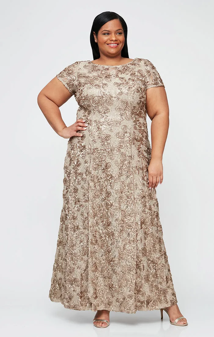 Plus Evelyn Rosette Lace Long Gown sold by Alex Evenings product image thumbnail 3