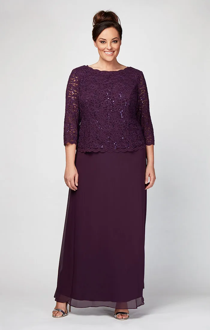 Plus Long Gown with Sequin Lace Bodice & Chiffon Skirt sold by Alex Evenings product image thumbnail 3