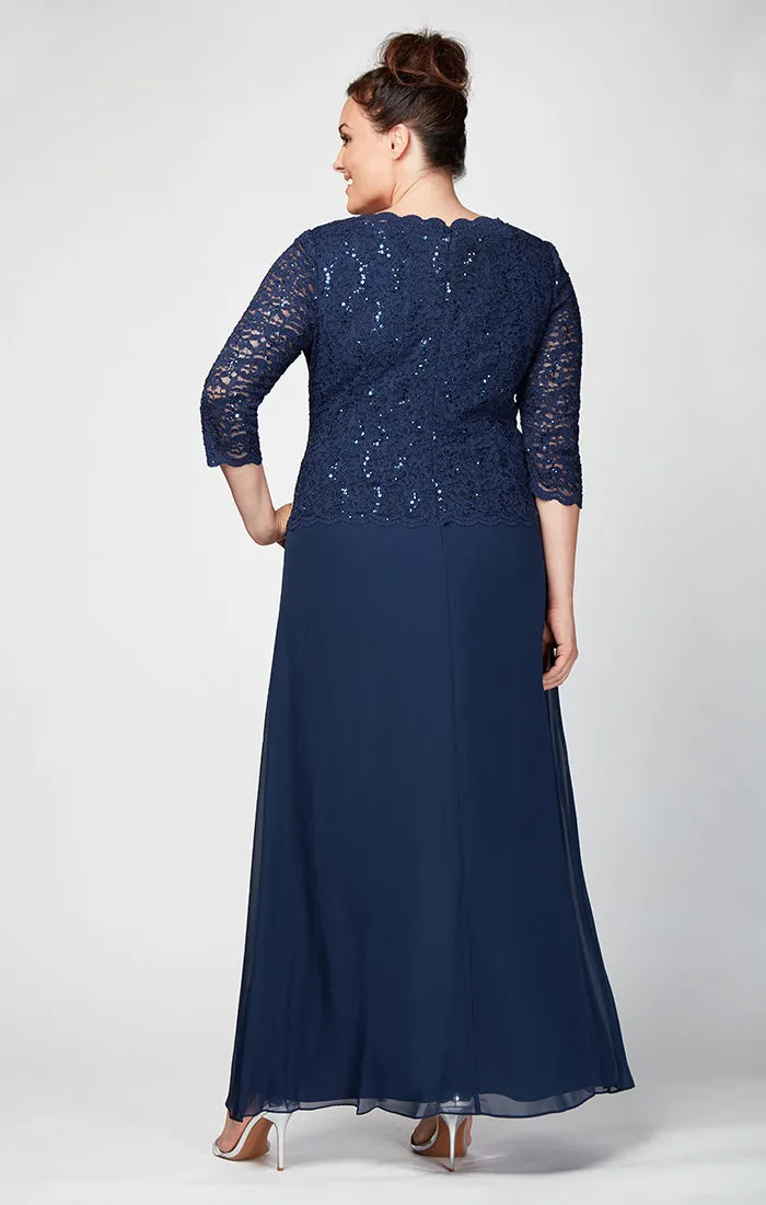 Plus Long Gown with Sequin Lace Bodice & Chiffon Skirt sold by Alex Evenings product image thumbnail 2