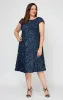 Plus Cocktail Dress in Rosette Lace with Cap Sleeves sold by Alex Evenings