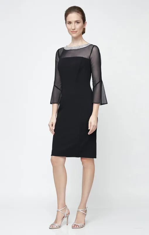 Petite Olivia Illusion Neck Crepe Dress sold by Alex Evenings