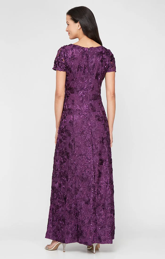 Petite Evelyn Rosette Lace Long Gown sold by Alex Evenings product image thumbnail 4