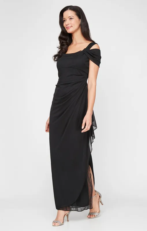 Petite Lindsay Cold Shoulder Mesh Gown sold by Alex Evenings