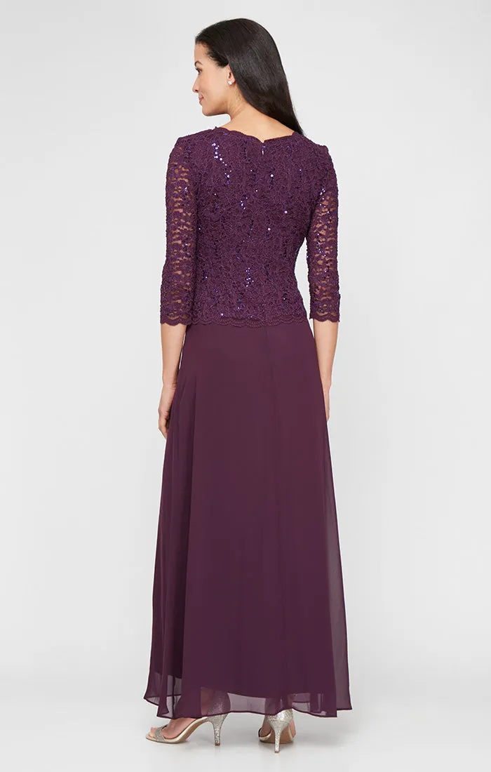 Long Gown with Sequin Lace Bodice & Chiffon Skirt sold by Alex Evenings product image thumbnail 5