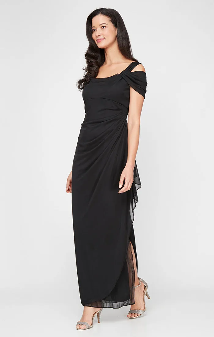 Lindsay Cold Shoulder Mesh Gown sold by Alex Evenings