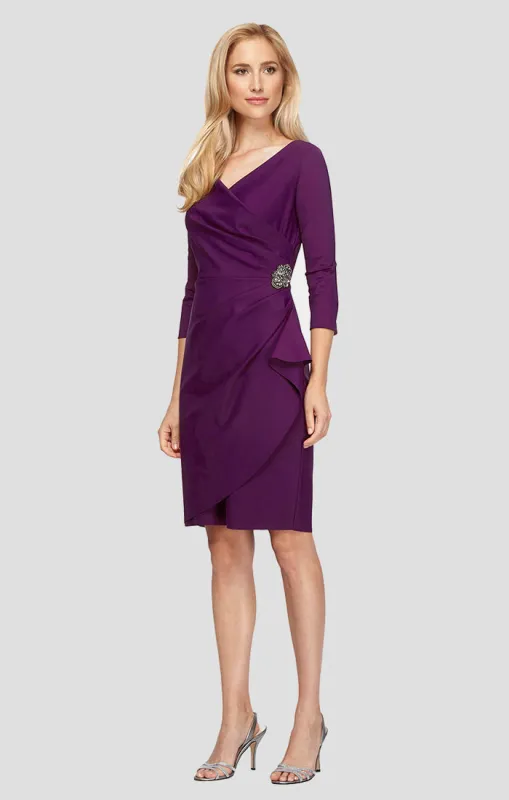 Compression Sheath Dress with Ruffle Skirt & Beaded Hip Detail sold by Alex Evenings