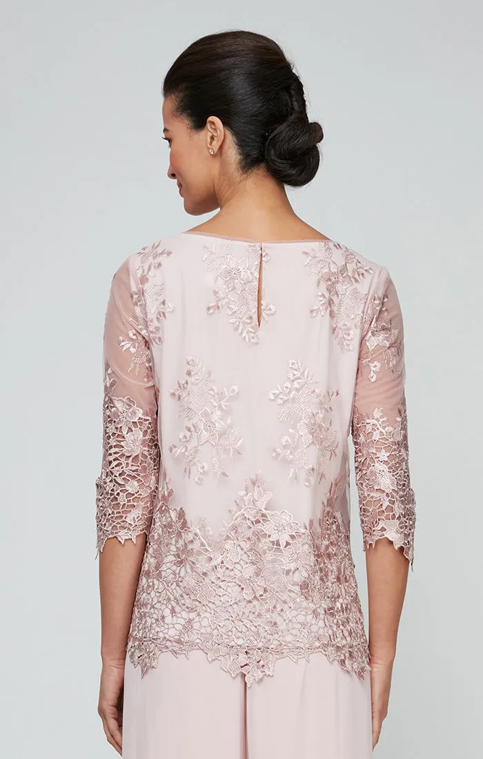 Plus - Embroidered Detail Tunic With Scallop Sleeves and Hem sold by Alex Evenings product image thumbnail 2