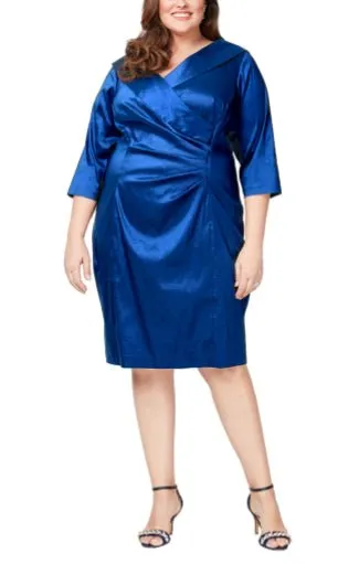 Plus - Sheath Stretch Taffeta Dress with Portrait Collar sold by Alex Evenings