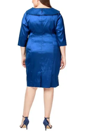 Plus - Sheath Stretch Taffeta Dress with Portrait Collar sold by Alex Evenings product image thumbnail 2