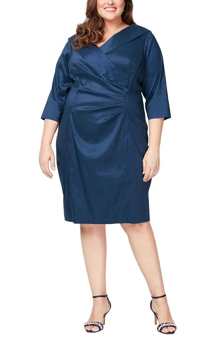 Plus - Sheath Stretch Taffeta Dress with Portrait Collar sold by Alex Evenings product image thumbnail 3