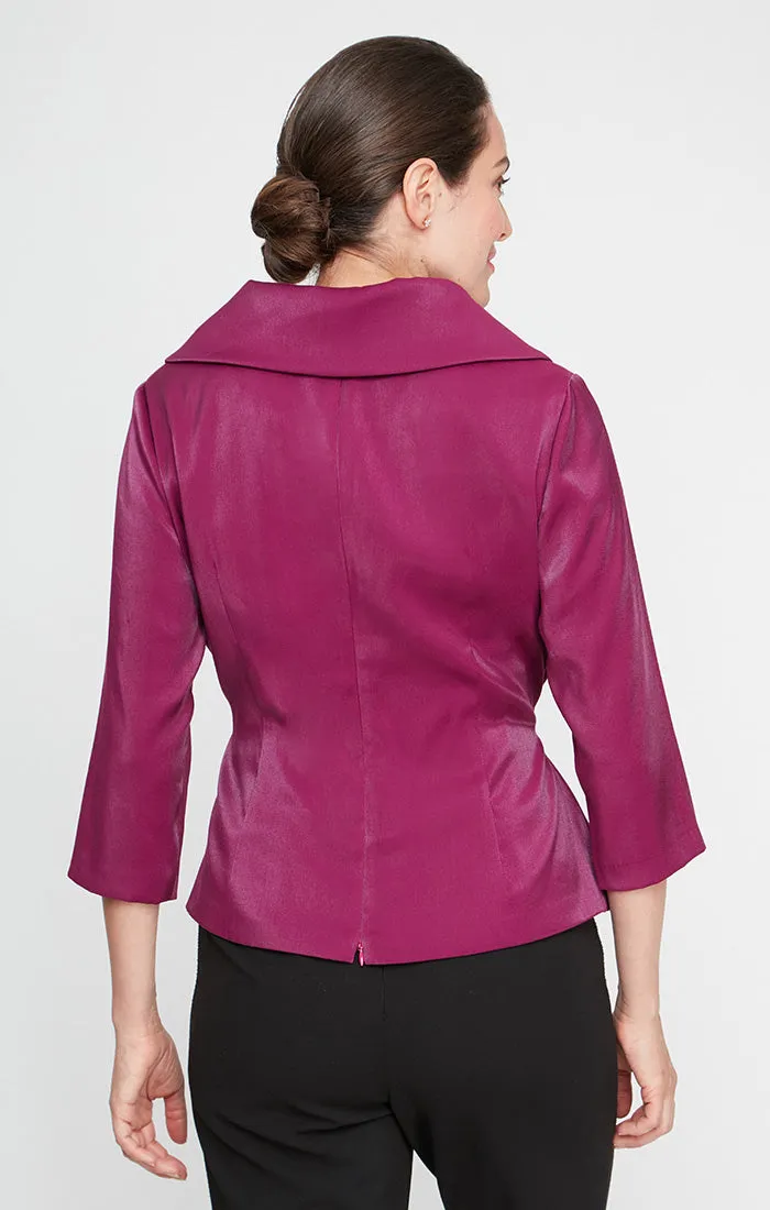 Regular - 3/4 Sleeve Side-Tie Shimmer Blouse with Collar sold by Alex Evenings product image thumbnail 2