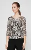 Petite 3/4 Sleeve Blouse with Embroidered Detail and Illusion Neckline sold by Alex Evenings