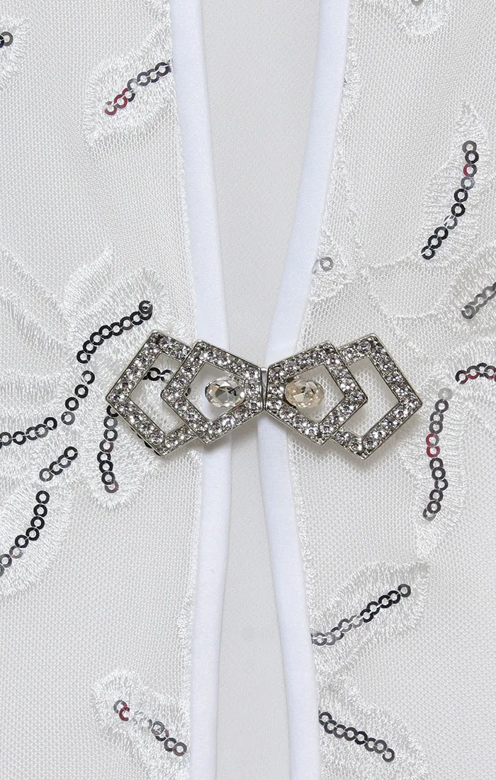 Plus - Embroidered Twinset with Square Neck Chiffon Tank and Embellished Closure Jacket sold by Alex Evenings product image thumbnail 5