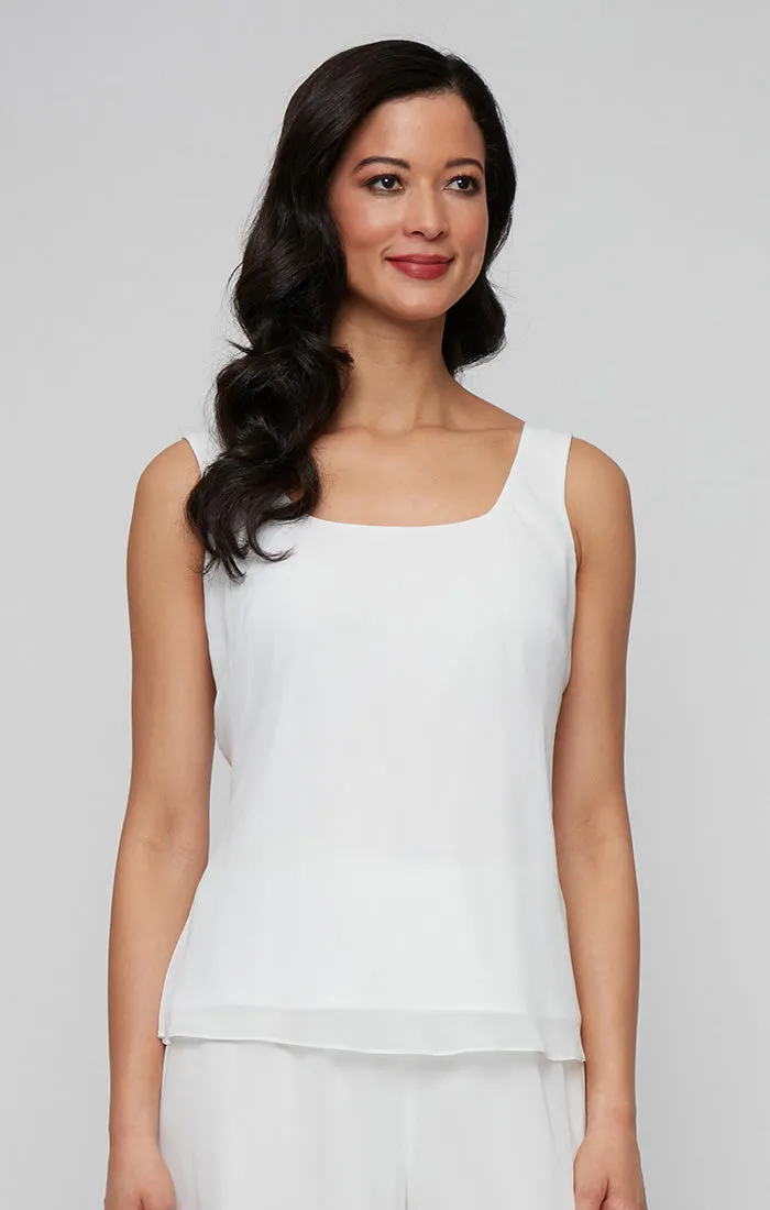 Petite - Embroidered Twinset with Square Neck Chiffon Tank and Embellished Closure Jacket sold by Alex Evenings product image thumbnail 2