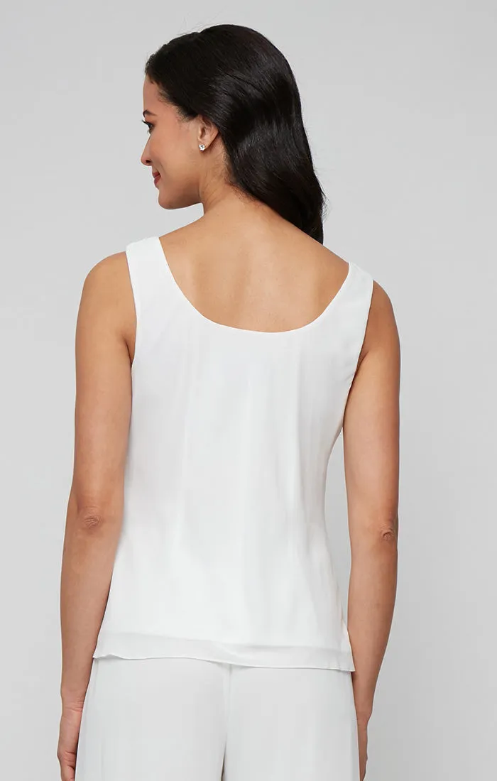 Petite - Embroidered Twinset with Square Neck Chiffon Tank and Embellished Closure Jacket sold by Alex Evenings product image thumbnail 4