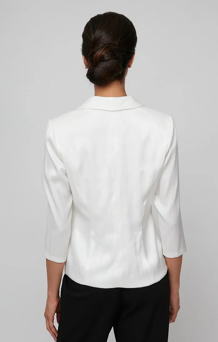 Plus - 3/4 Sleeve Side Closure Blouse with Collar and Decorative Closure sold by Alex Evenings product image thumbnail 2