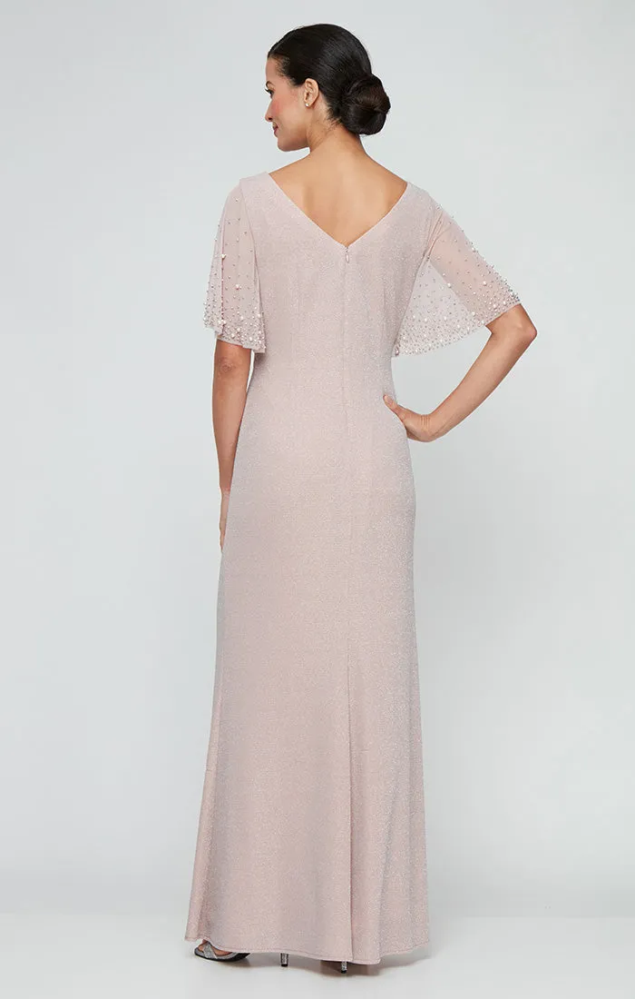 Regular - Harper Flutter Sleeve Metallic Knit Dress sold by Alex Evenings product image thumbnail 2