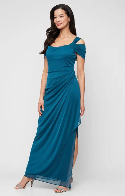 Regular - Lindsay Cold Shoulder Mesh Gown sold by Alex Evenings