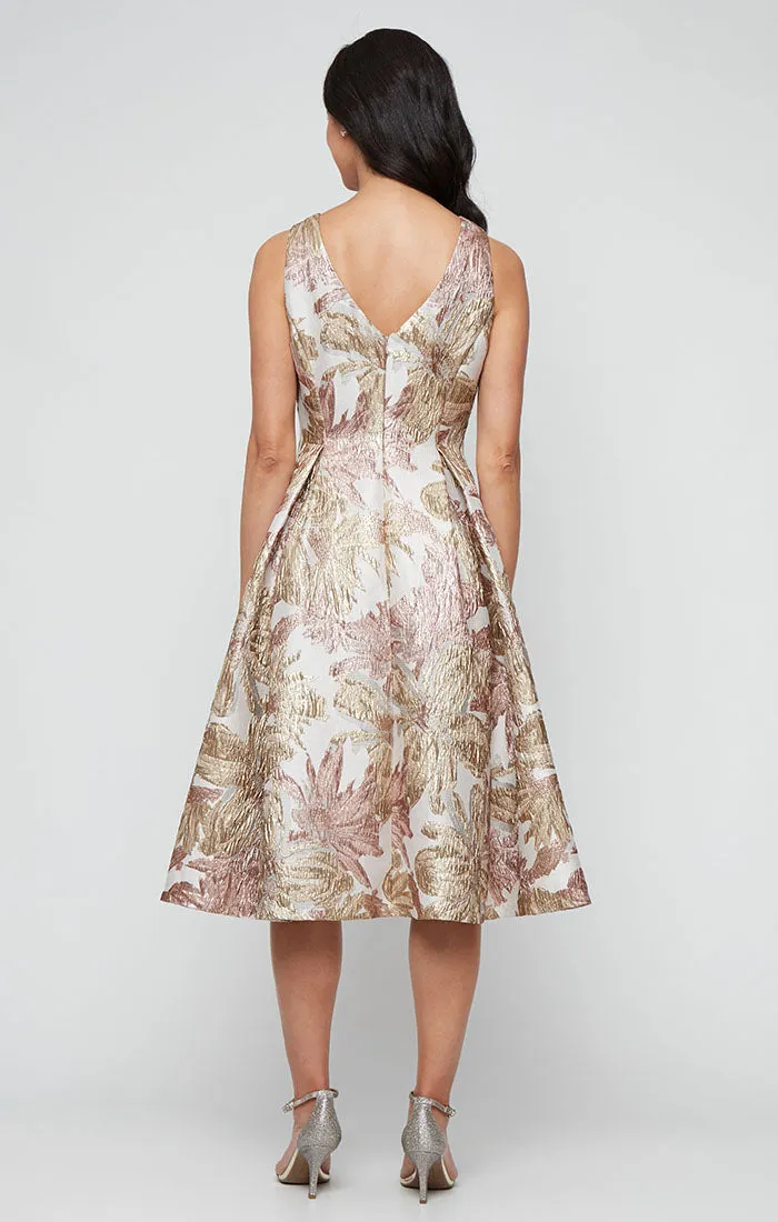 Midi Sleeveless Printed Jacquard Dress with Full Skirt sold by Alex Evenings product image thumbnail 2