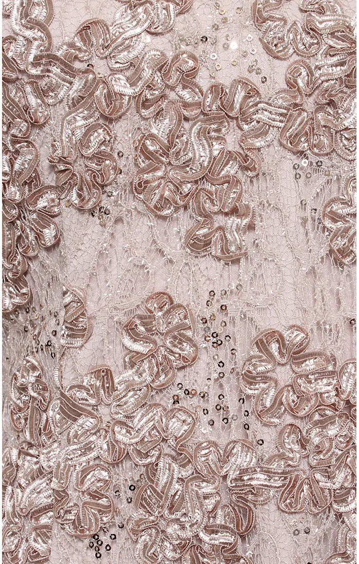 Petite - Short Sleeve Lace Soutache Blouse with V-Neckline, Cold Shoulder Sleeves and Tie Belt sold by Alex Evenings product image thumbnail 3