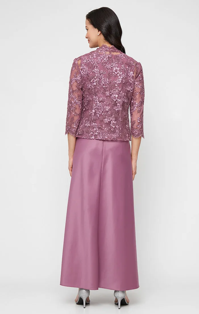 Regular - Embroidered Tulle Jacket Dress with Open Scallop Detail and Satin Skirt sold by Alex Evenings product image thumbnail 3