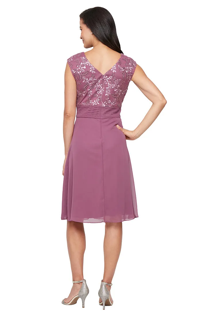 Regular - Embroidered Empire Waist Dress with V-Neckline sold by Alex Evenings product image thumbnail 2