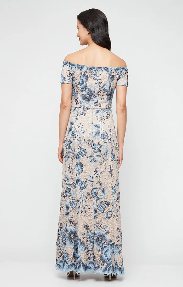Regular - Long Floral Embroidered Lace Off the Shoulder Dress sold by Alex Evenings product image thumbnail 3