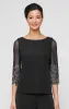 Plus 3/4 Sleeve Metallic Knit Blouse With Illusion Heat Set Sleeves sold by Alex Evenings