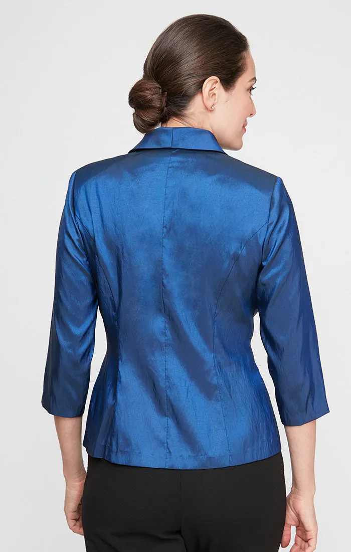 Petite 3/4 Sleeve Taffeta Blouse with Collar and Decorative Side Closure sold by Alex Evenings product image thumbnail 2