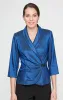 Petite 3/4 Sleeve Taffeta Blouse with Collar and Decorative Side Closure sold by Alex Evenings
