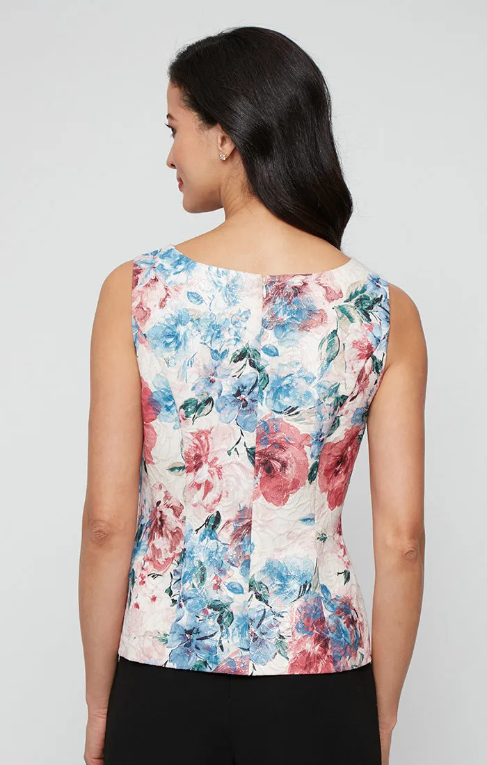 Regular - Metallic Printed Jacquard Twinset with Square Neck Tank and Open Jacket sold by Alex Evenings product image thumbnail 4