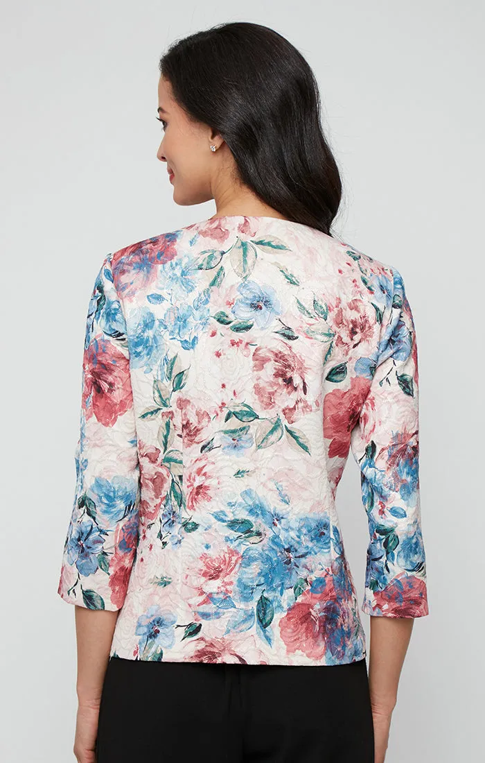 Regular - Metallic Printed Jacquard Twinset with Square Neck Tank and Open Jacket sold by Alex Evenings product image thumbnail 3