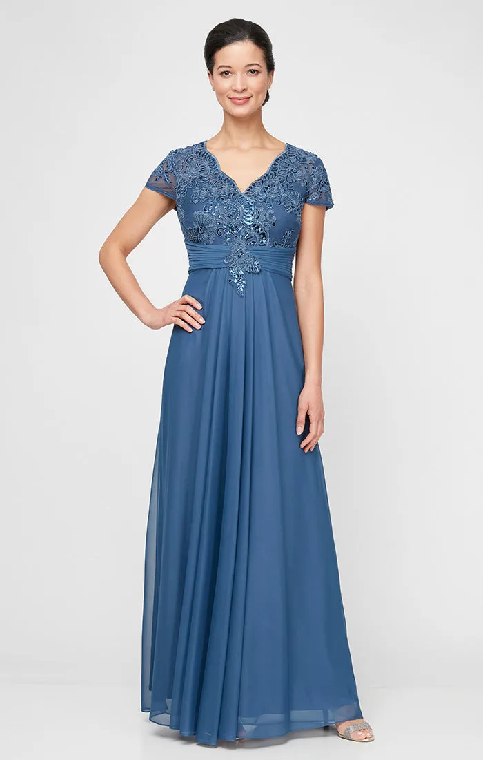 Petite Paula Surplice Neckline A-Line Dress sold by Alex Evenings