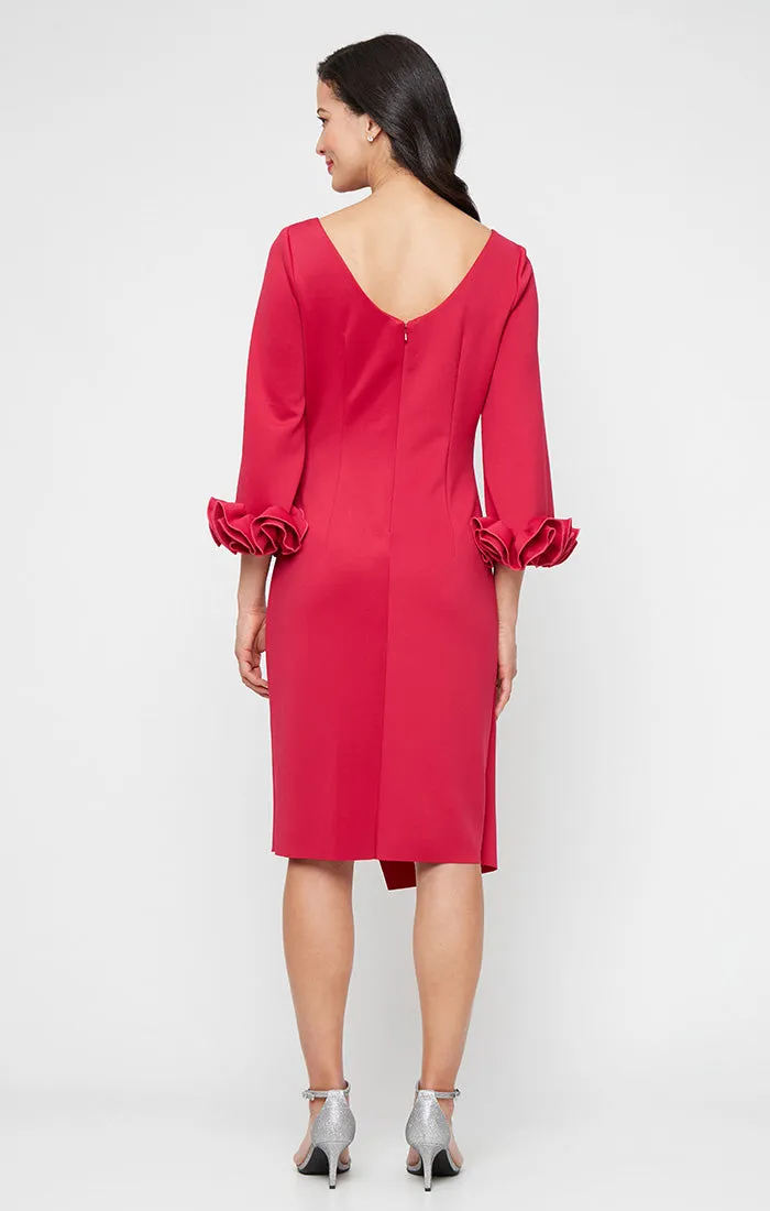 Regular - Stretch Crepe Sheath Dress with Ruffle Sleeve Detail sold by Alex Evenings product image thumbnail 2