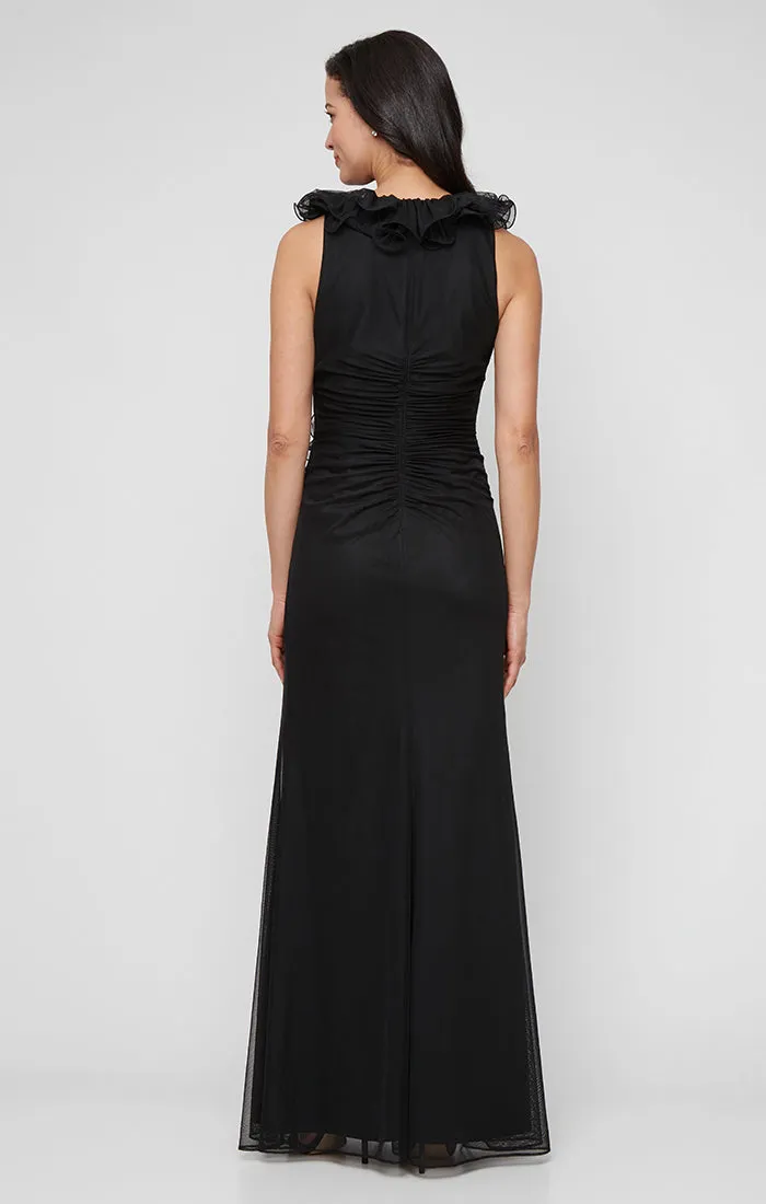 Regular - Ruffle Neckline Mesh Halter Neck Dress with Ruched Waist Detail sold by Alex Evenings product image thumbnail 2