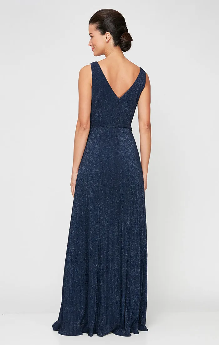 Plus - Glitter Mesh Sleeveless Dress with A-Line Skirt & Tie Belt sold by Alex Evenings product image thumbnail 2