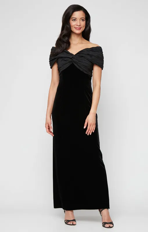 Velvet & Taffeta Off the Shoulder Gown made by Alex Evenings