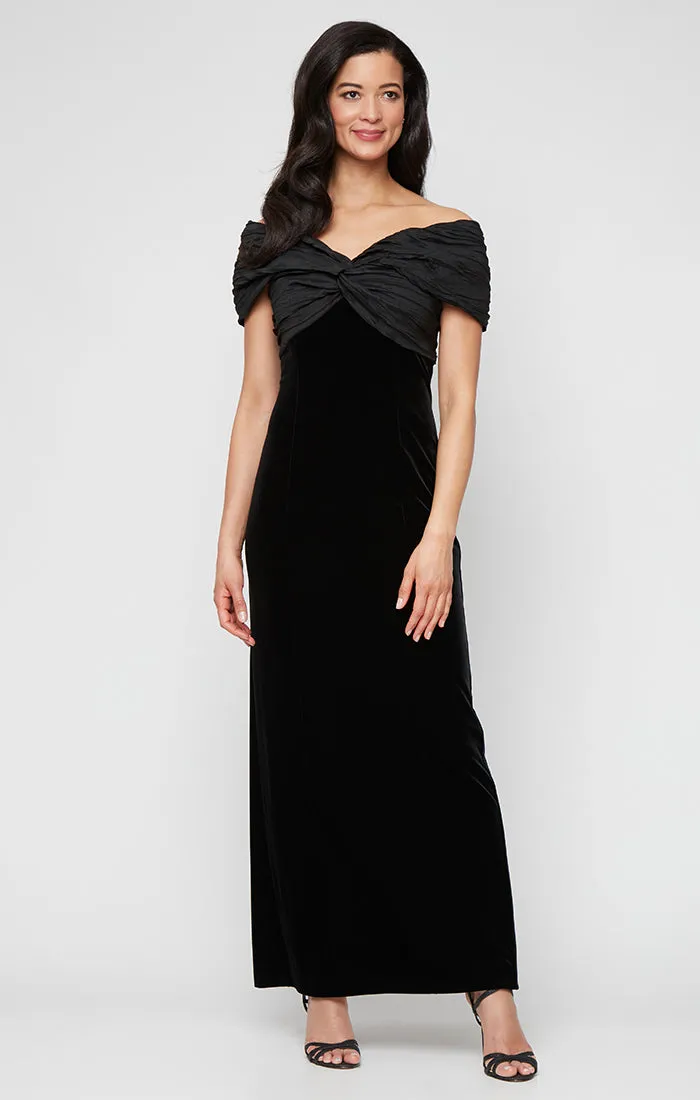 Velvet & Taffeta Off the Shoulder Gown sold by Alex Evenings