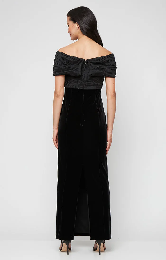 Velvet & Taffeta Off the Shoulder Gown sold by Alex Evenings product image thumbnail 3
