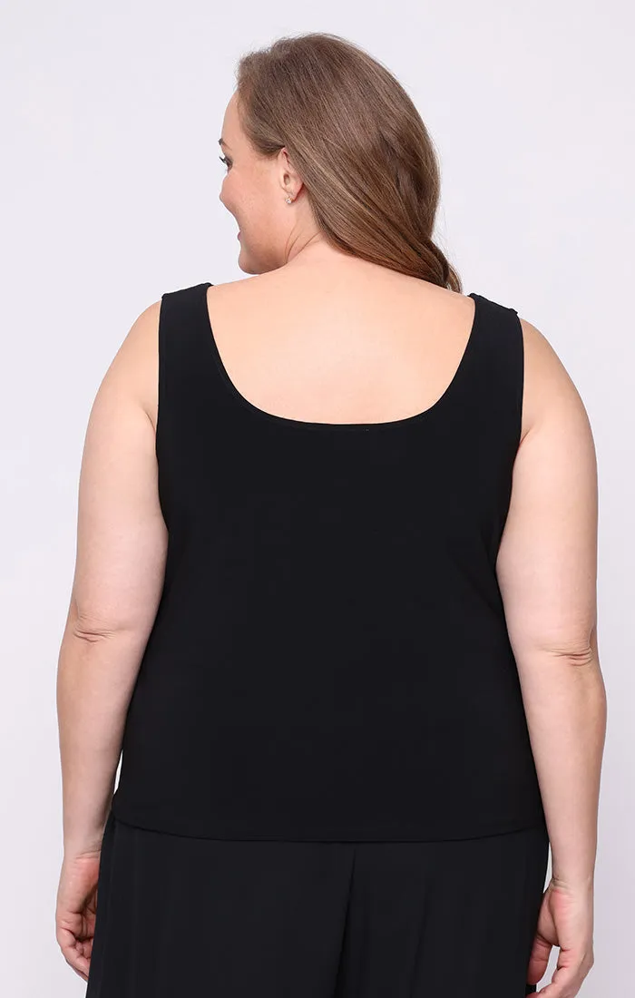 Plus 3/4 Sleeve Embroidered Twinset with Scoop Neck Tank, Open Jacket and Scallop Detail sold by Alex Evenings product image thumbnail 4