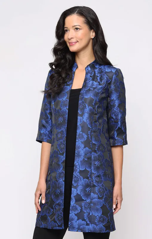 3/4 Sleeve Jacquard Twinset with Elongated Stand Collar Jacket sold by Alex Evenings
