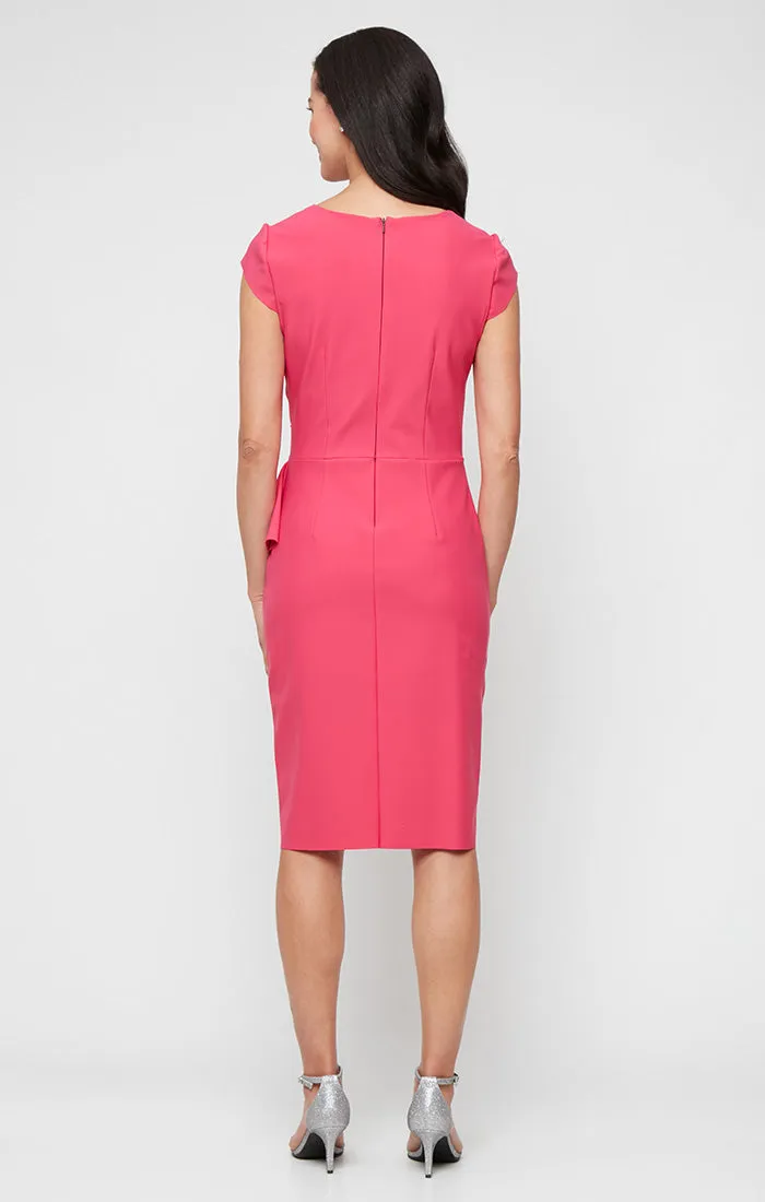 Regular - Short Contour Collection Dress with Square Neckline and Tulip Overlay Skirt sold by Alex Evenings product image thumbnail 2
