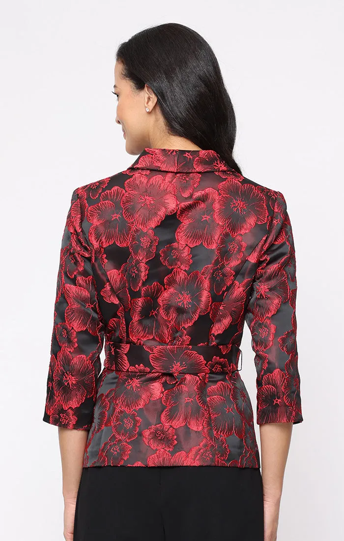 Petite - Jacquard Blouse with Collar, Center Front Button Closure and Tie Waist sold by Alex Evenings product image thumbnail 2