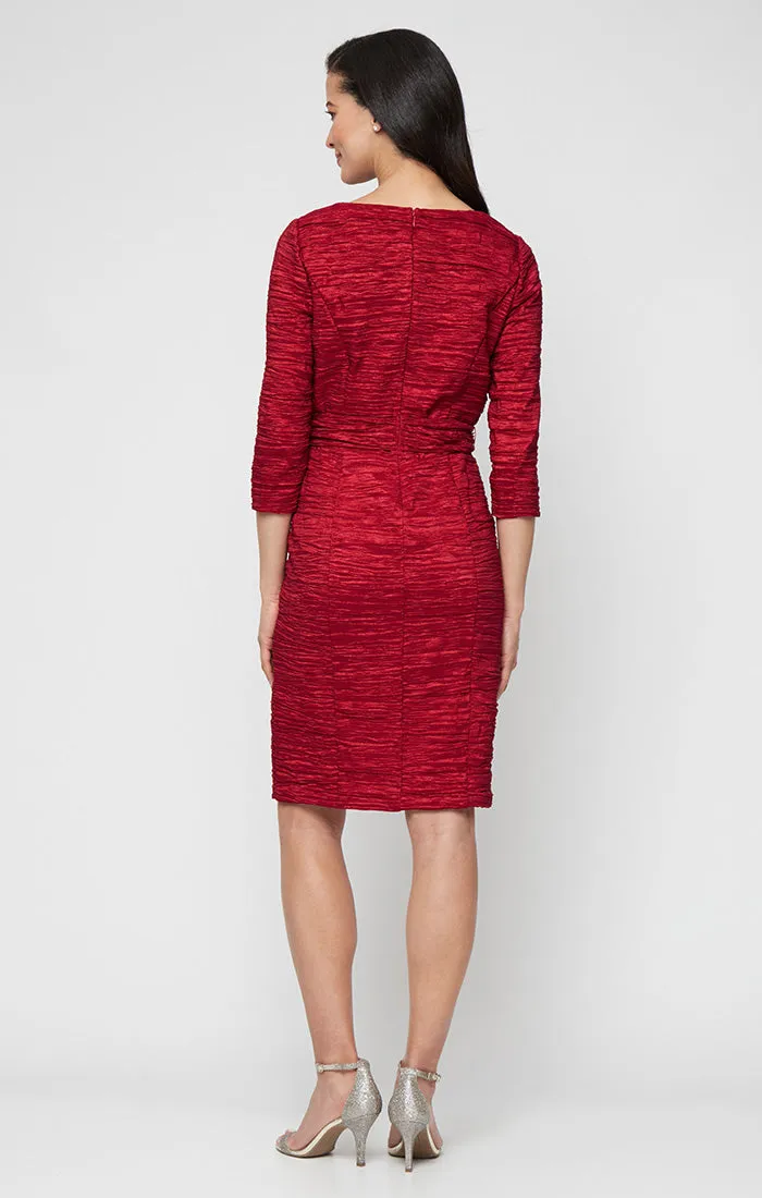 Regular - Crinkle Stretch Taffeta Sheath with Square Neckline and Tie Waist Detail sold by Alex Evenings product image thumbnail 2