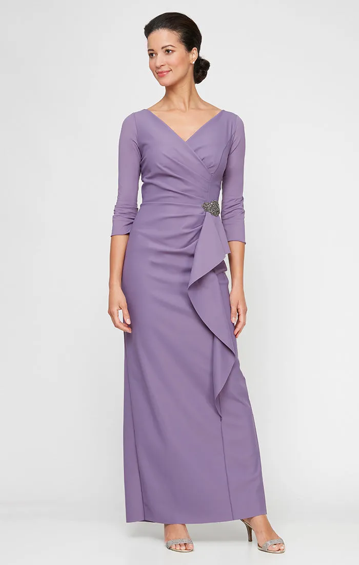 Chloe Contour Cascade Ruffle Dress sold by Alex Evenings