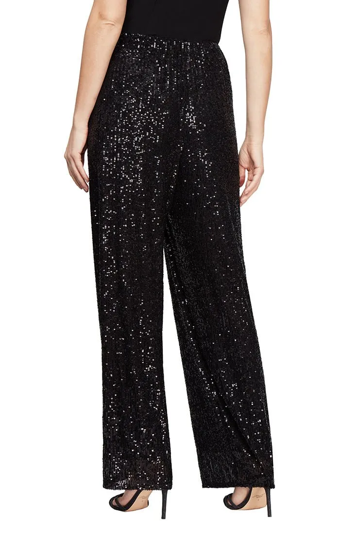 Petite - Straight Leg Sequin Pant sold by Alex Evenings product image thumbnail 2