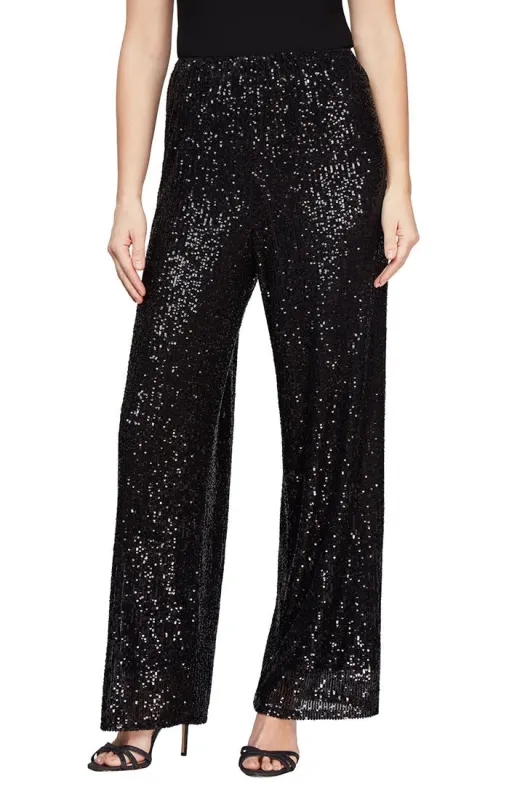 Petite Straight Leg Sequin Pant sold by Alex Evenings