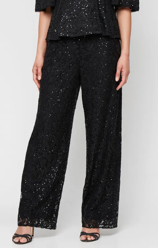 Plus Sequin Lace Wide Leg Pant sold by Alex Evenings
