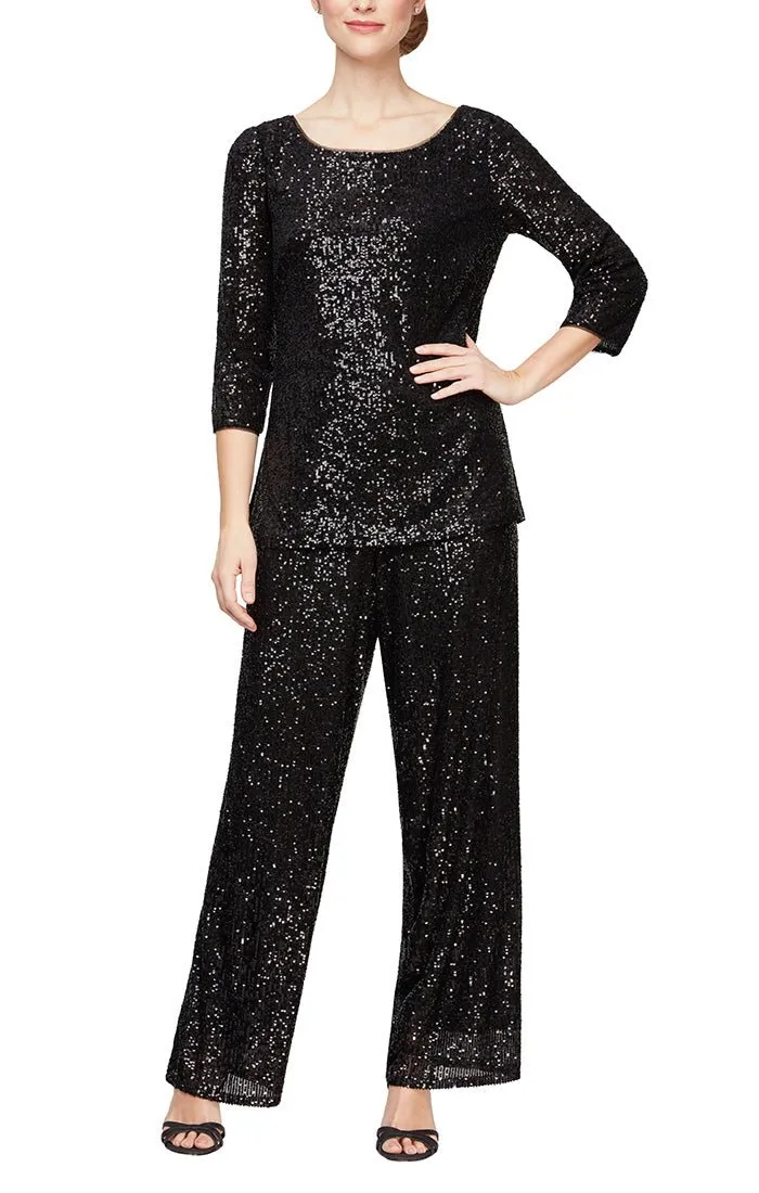 Straight Leg Sequin Pant sold by Alex Evenings product image thumbnail 4